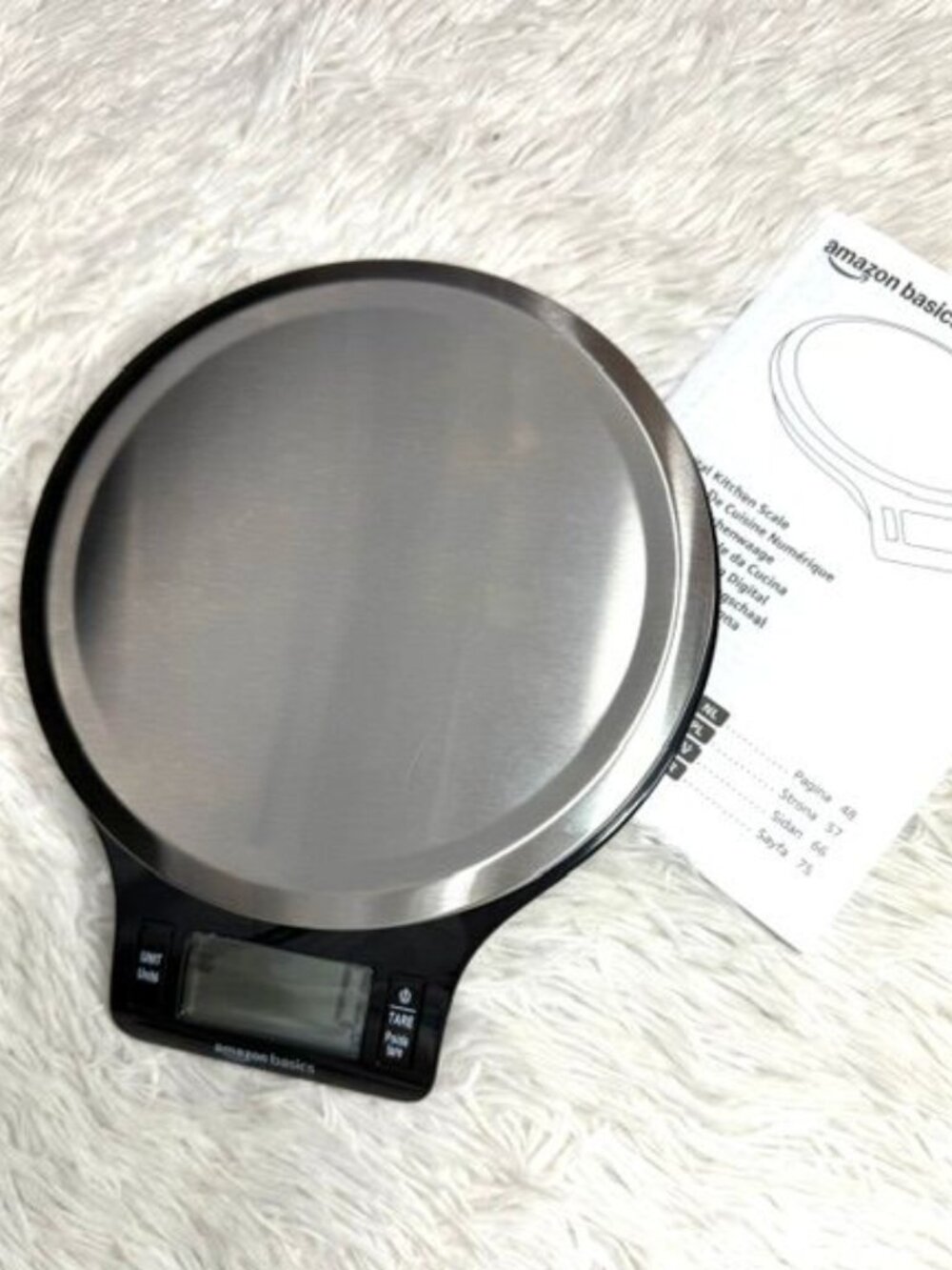 Amazon Basics Digital Round Stainless Steel Kitchen Scale w/Tare Function